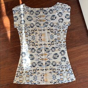 Adolfo Dominguez Abstract Print Blouse - Cream and Blue